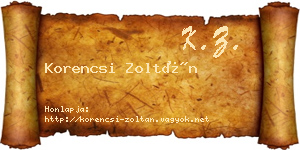 Korencsi Zoltán névjegykártya