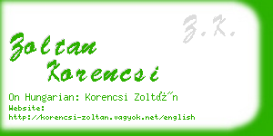 zoltan korencsi business card